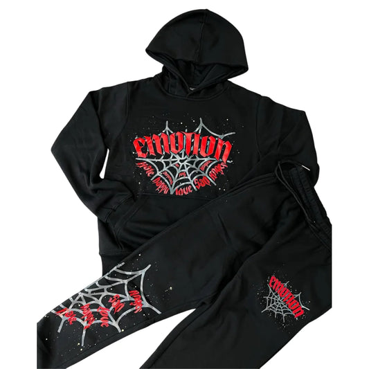 Mixed Emotion Black Spiderweb Tracksuit