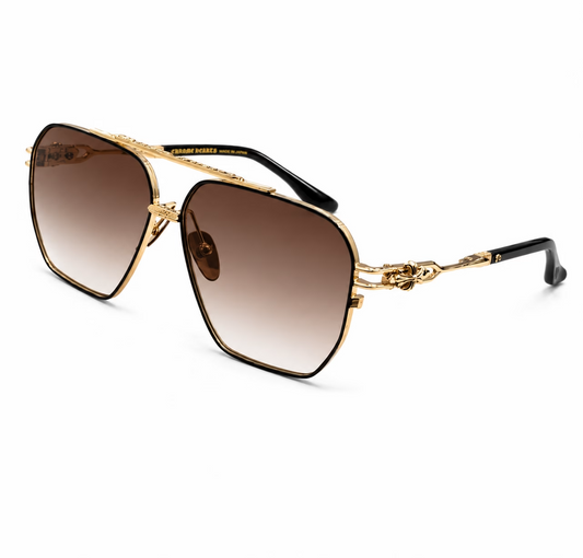 Chrome Hearts Gold Hexagon Brown Gradient Sunglasses