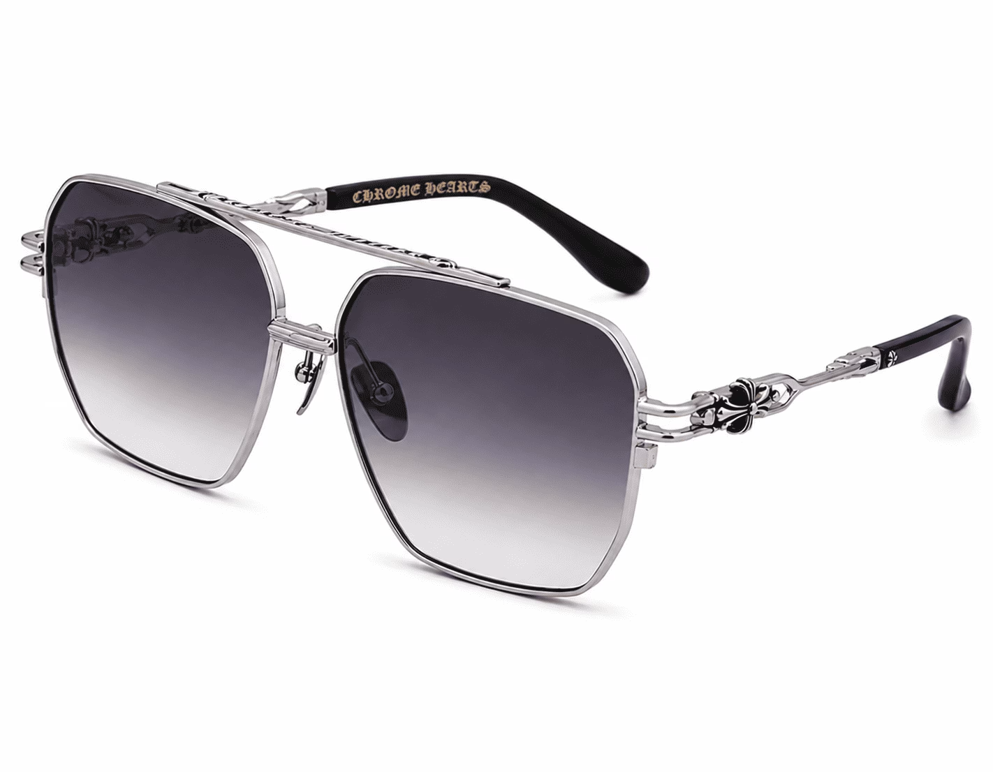 Chrome Hearts Silver Hexagon Grey Gradient Sunglasses