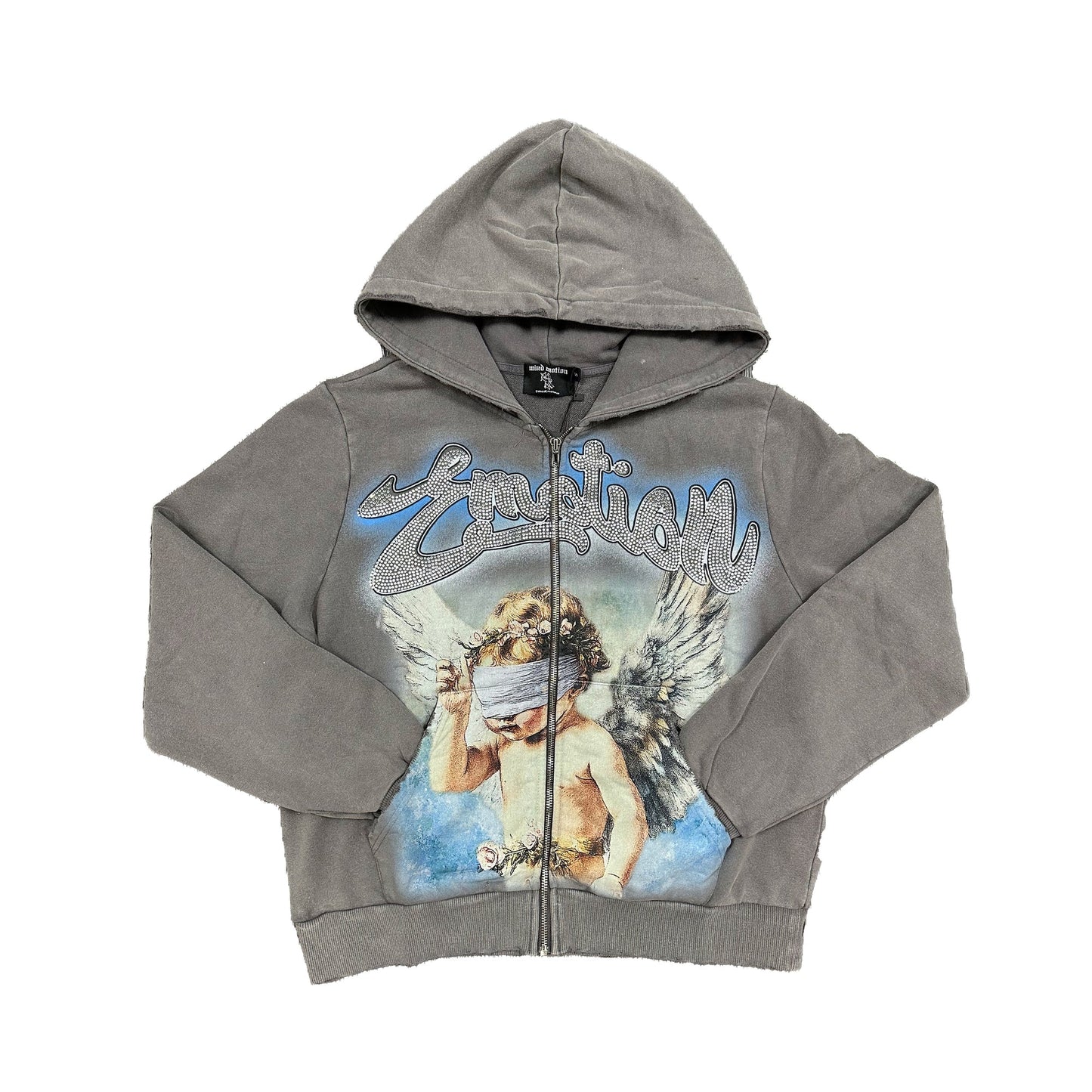 Mixed Emotion Brand Grey Rhinestone Hoodie