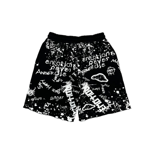 Mixed Emotion Brand Graffiti Black Shorts