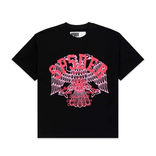 Sp5der Black Cross Country Slub TEE