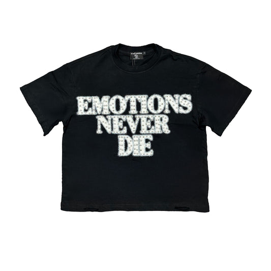 Mixed Emotion Brand Rhinestone End  black Shirt
