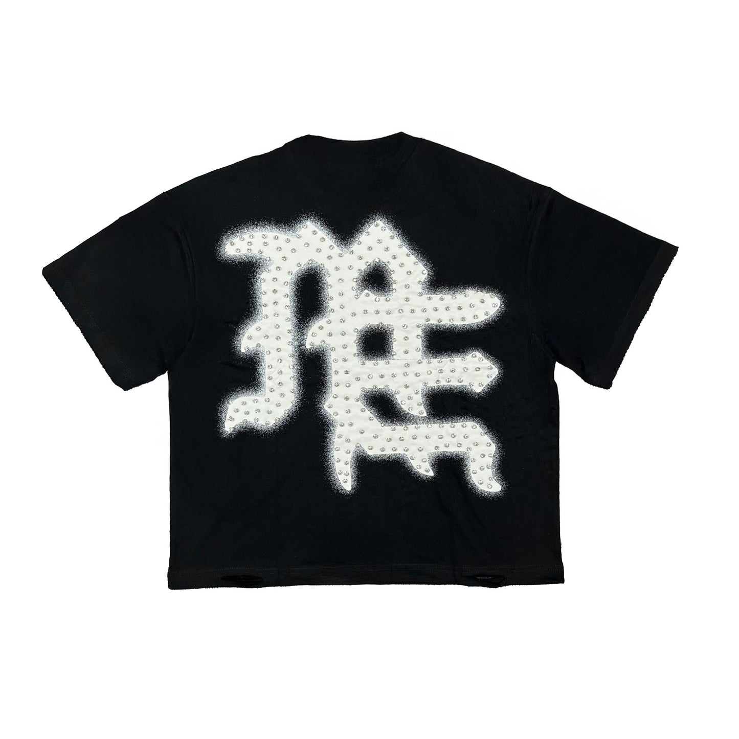 Mixed Emotion Brand Rhinestone End  black Shirt
