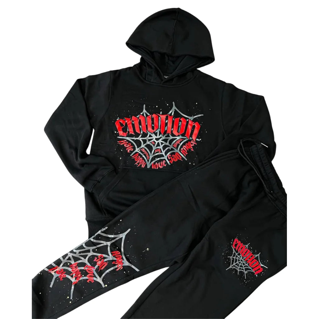 Mixed Emotion Black Spiderweb Tracksuit