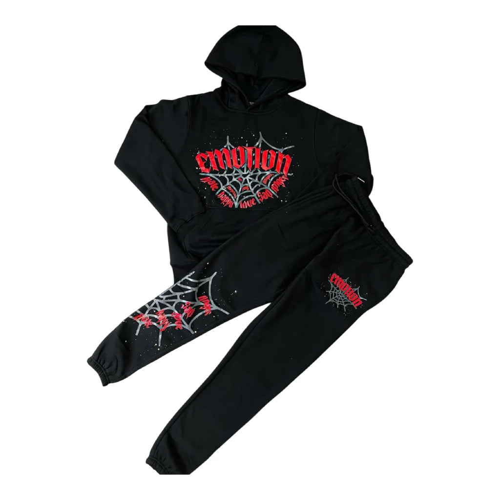 Mixed Emotion Black Spiderweb Tracksuit