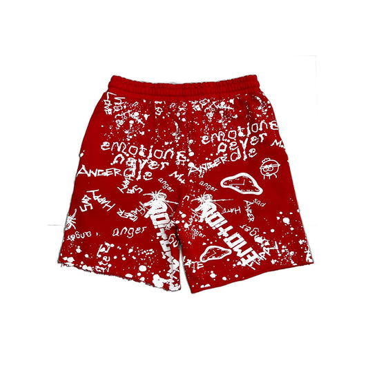 Mixed Emotion Brand Graffiti Red Shorts