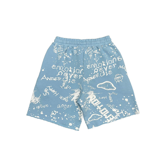 Mixed Emotion Brand Graffiti Blue Shorts