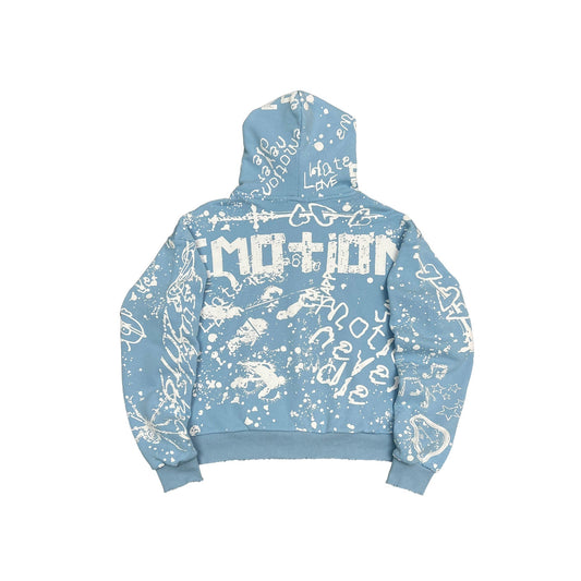 Mixed Emotion Brand Graffiti Blue Hoodie