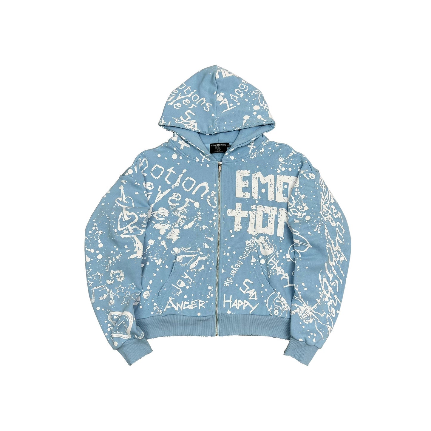 Mixed Emotion Brand Graffiti Blue Hoodie