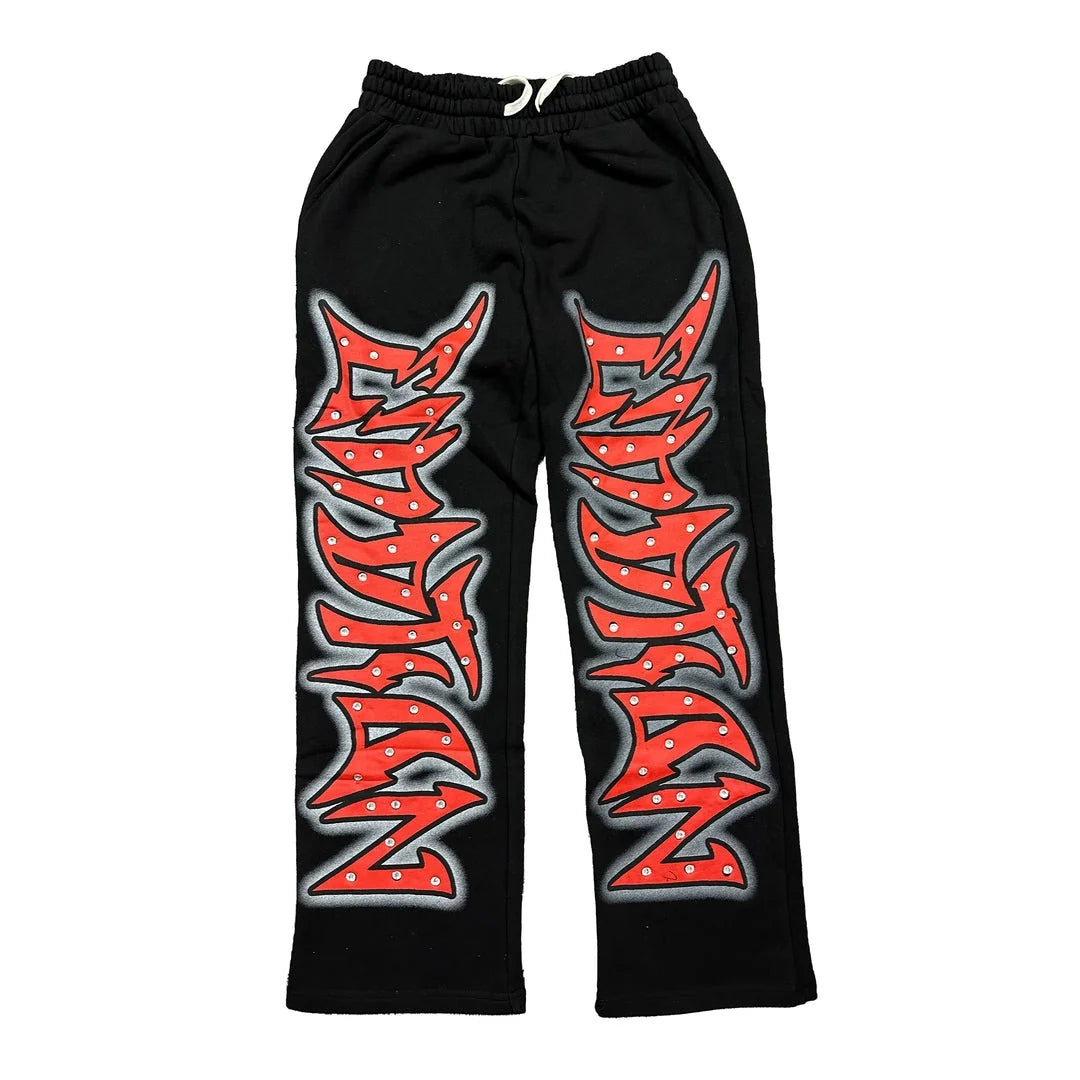 Mixed Emotion Brand Black Graffiti Sweatpants