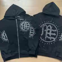Mixed Emotion Brand Rhinestone Bluish black Tracksuit