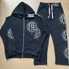 Mixed Emotion Brand Rhinestone Bluish black Tracksuit