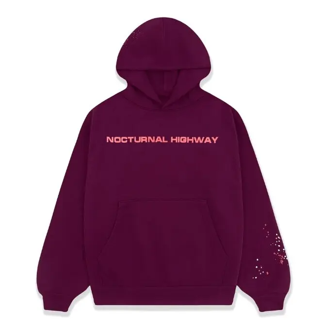Sp5der Burgundy NOCTURNAL HIGHWAY HOODIE