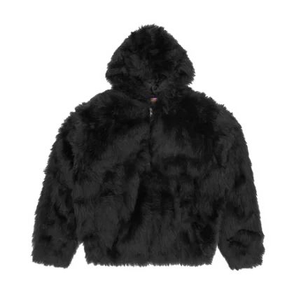VESTE À CAPUCHE EN FOURRURE CORTEIZ NOIR