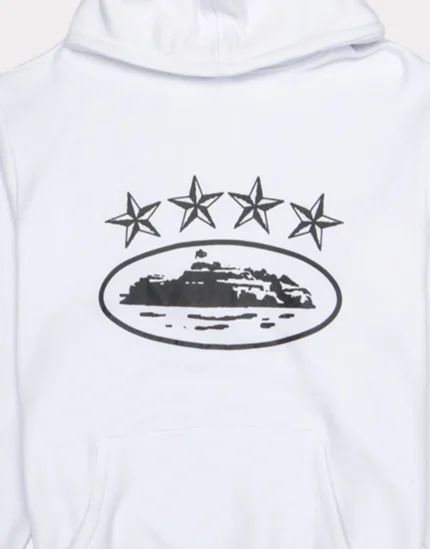 Sweat à capuche Corteiz 4Starz Alcatraz blanc