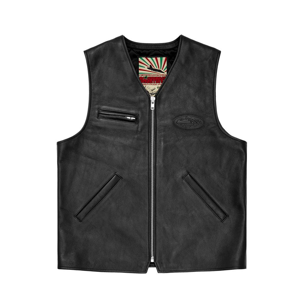 SKYDIVE LEATHER VEST [BLACK]