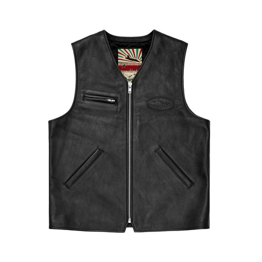 SKYDIVE LEATHER VEST [BLACK]