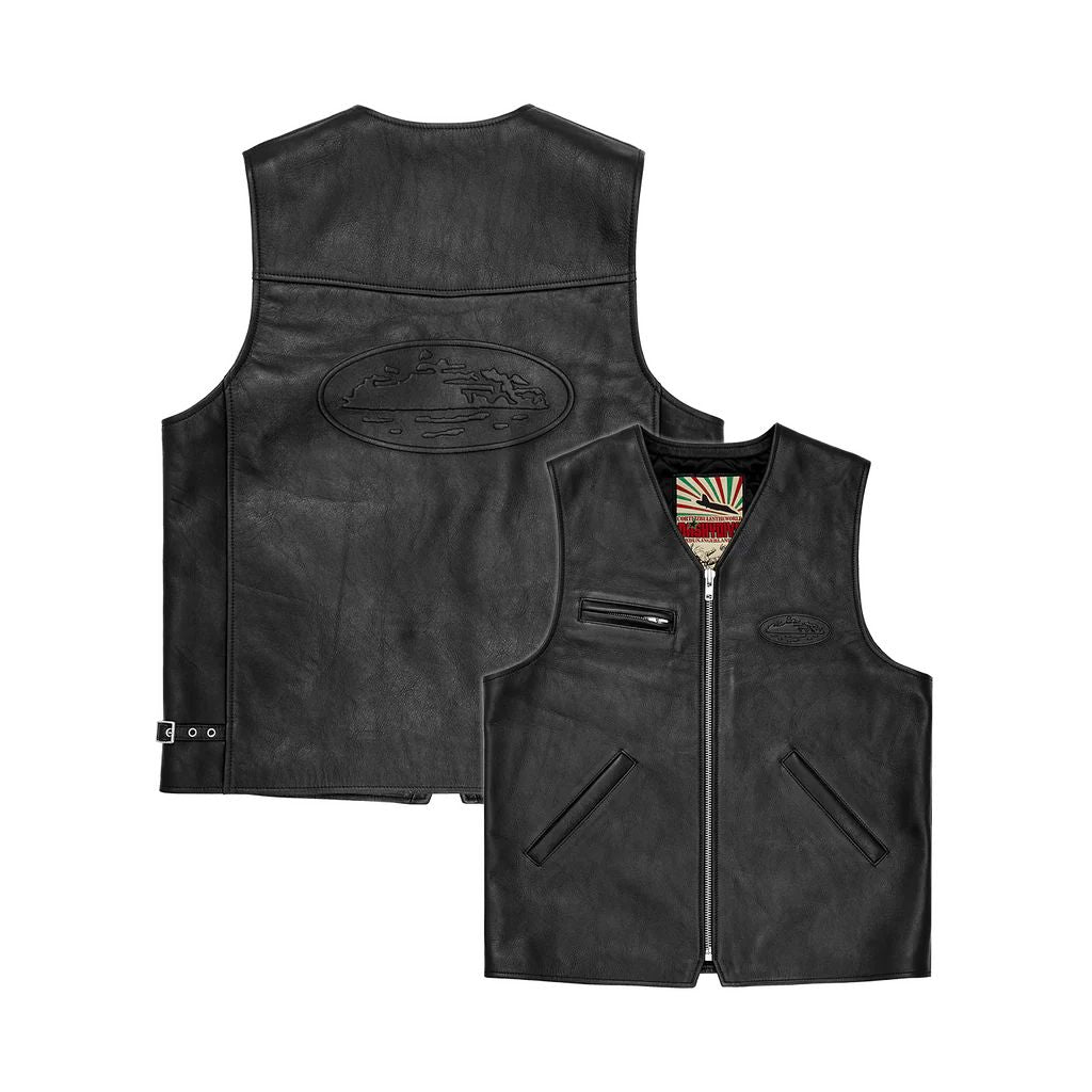 SKYDIVE LEATHER VEST [BLACK]