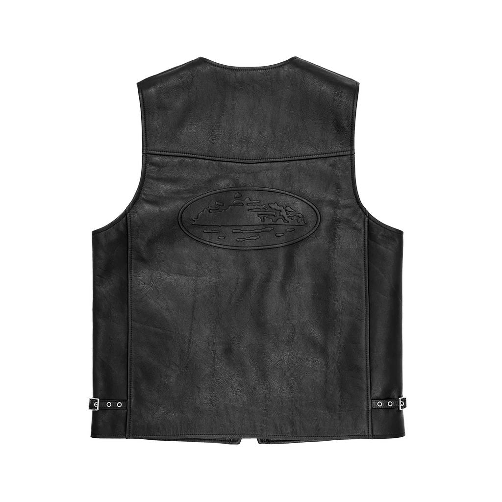 SKYDIVE LEATHER VEST [BLACK]